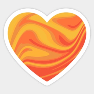 Molten Fire Ball Abstract Liquid Artwork Heart Sticker